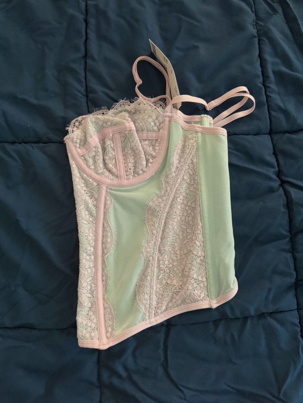 Urban Outfitters Out From Under Modern Love Corset in Sky (Pink & Blue) - Picture 2 of 6